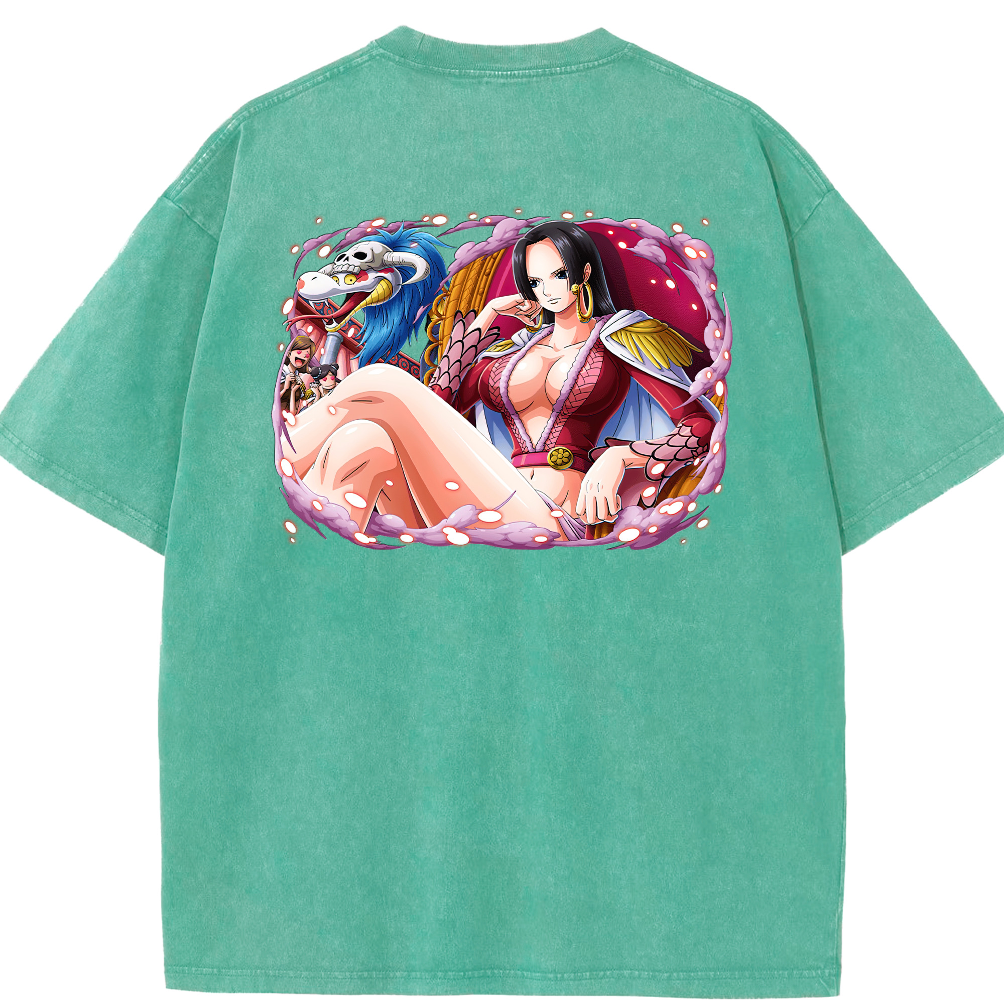 ワンピース ボア・ハンコック ONE PIECE Boa·Hancock 綿100% ヴィンテージ風 半袖Tシャツ（背面プリント）